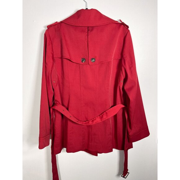 Red Calvin Klein trenchcoat with belt - Picture 4 of 10